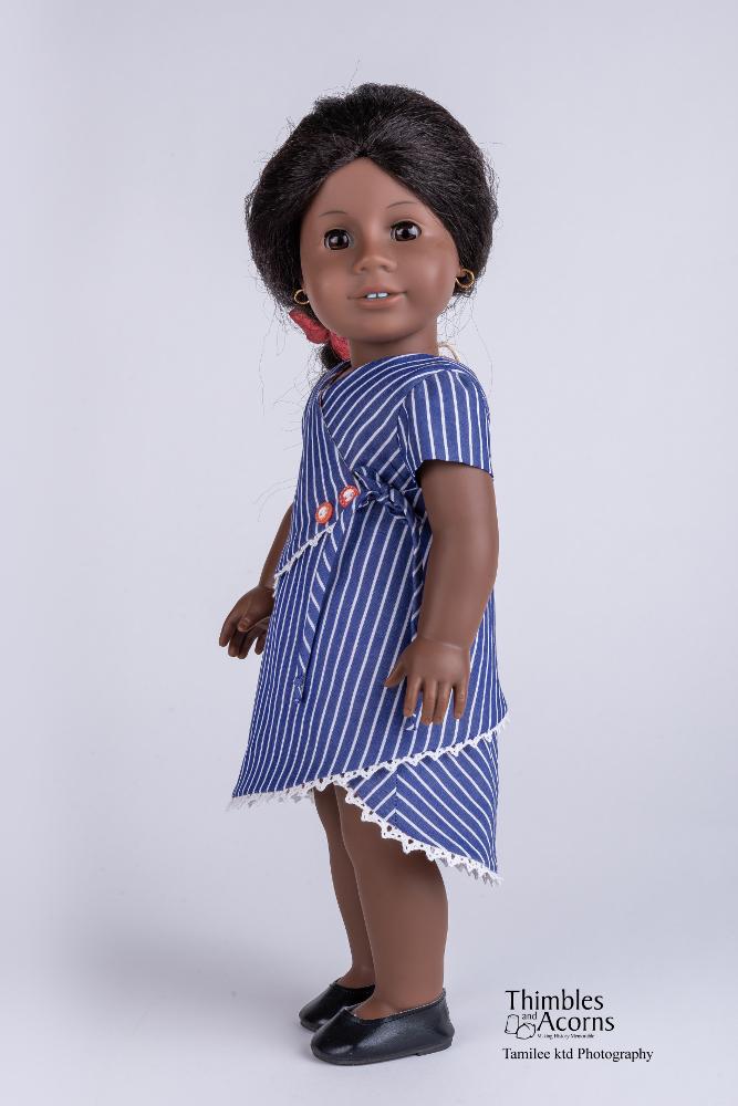 Thimbles and Acorns 18 Inch Modern The Silk Road Wrap Dress 18" Doll Clothes Pattern Pixie Faire