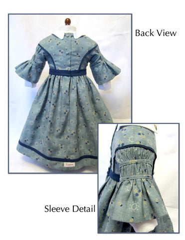 Thimbles and Acorns 18 Inch Historical 1850's Day Dress 18" Doll Clothes Pattern Pixie Faire