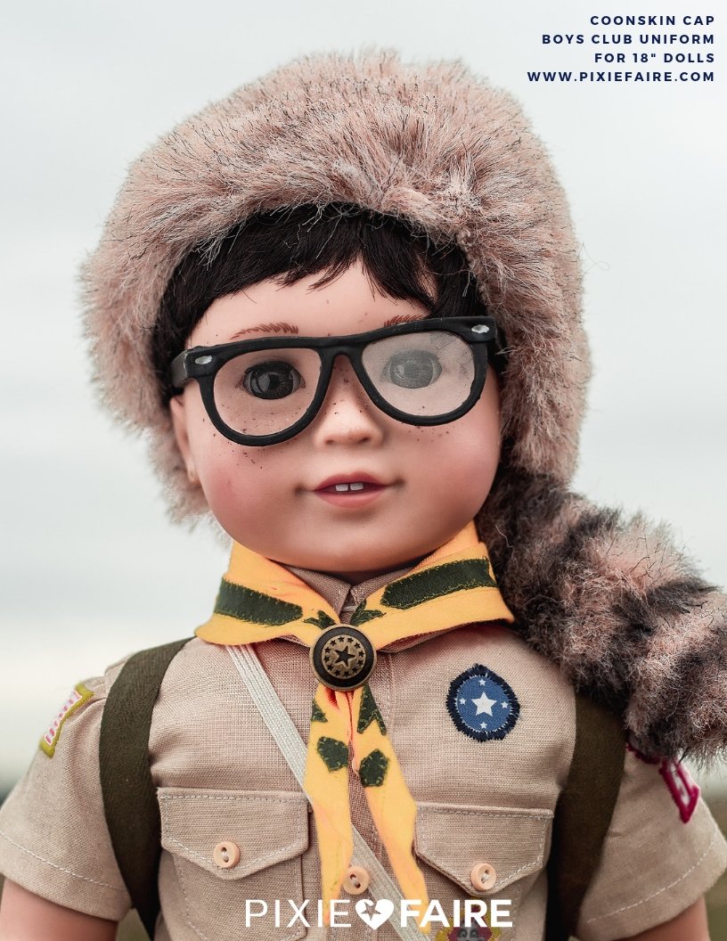 Thimbles and Acorns 18 inch Boy Doll Coonskin Cap 18" Doll Accessories Pixie Faire