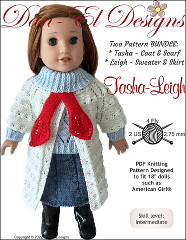 Dan-El Designs Knitting Tasha-Leigh Bundle 18" Doll Clothes Knitting Pattern Pixie Faire