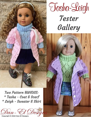 Dan-El Designs Knitting Tasha-Leigh Bundle 18" Doll Clothes Knitting Pattern Pixie Faire