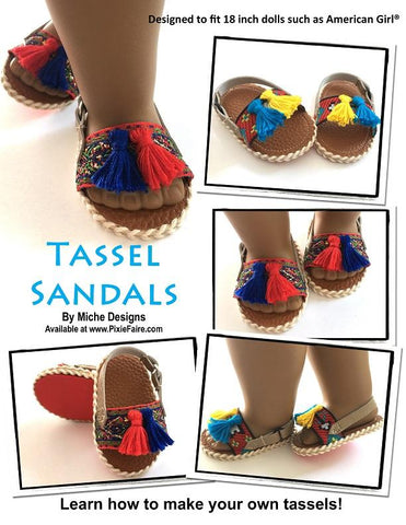 Miche Designs Shoes Tassel Sandals 18" Doll Shoe Pattern Pixie Faire