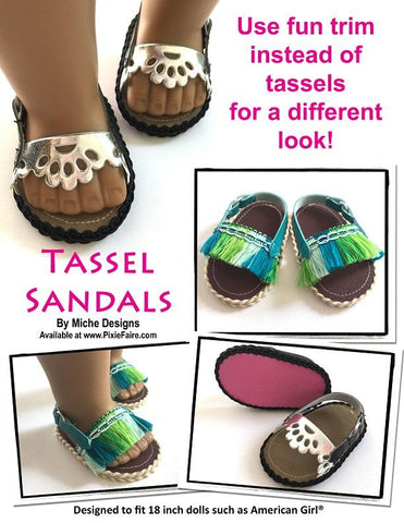 Miche Designs Shoes Tassel Sandals 18" Doll Shoe Pattern Pixie Faire