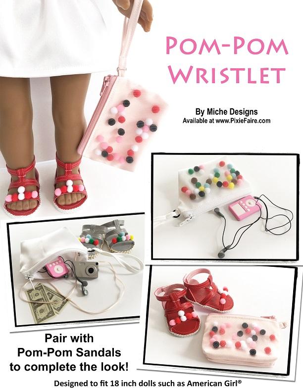 Miche Designs 18 Inch Modern Tassel & Pom-Pom Wristlets 18" Doll Accessory Pattern Pixie Faire