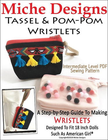 Miche Designs 18 Inch Modern Tassel & Pom-Pom Wristlets 18" Doll Accessory Pattern Pixie Faire