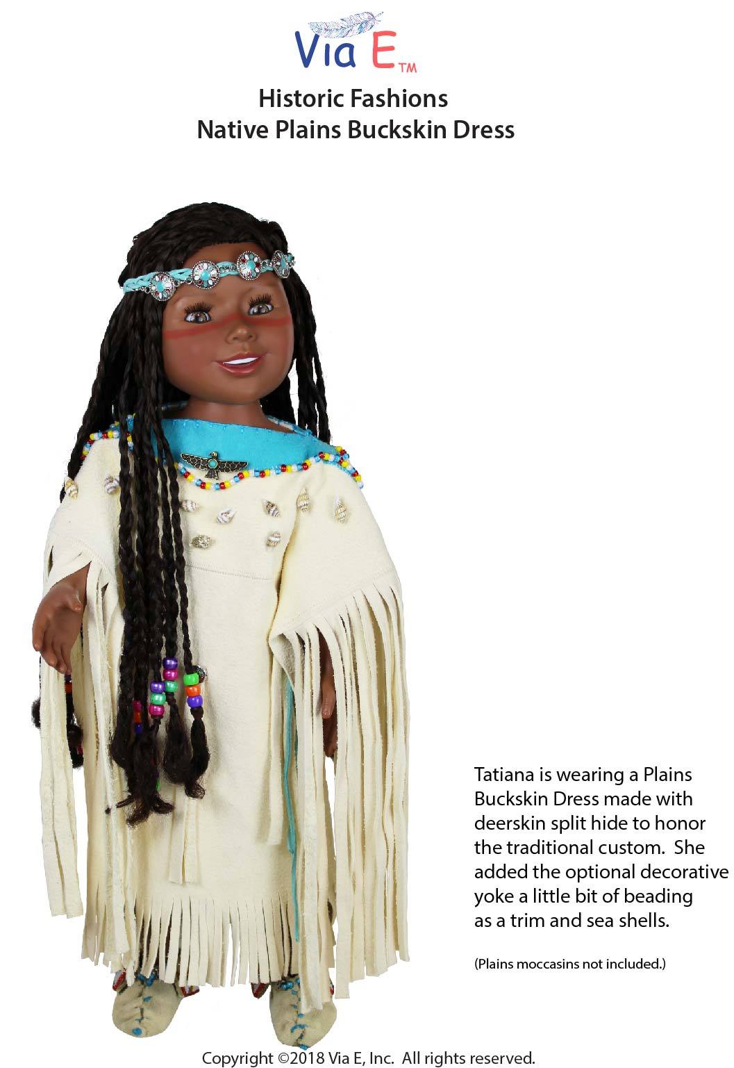 Via E Dollfriends Historic Fashions Native Plains Buckskin Dress Doll Clothes Pattern For Dollfriends Pixie Faire