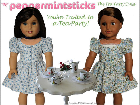 Peppermintsticks 18 Inch Modern The Tea Party Dress 18" Doll Clothes Pattern Pixie Faire