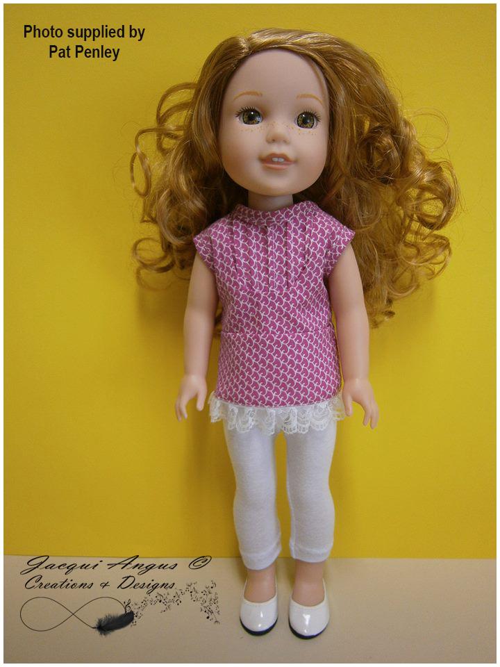 Jacqui Angus Creations & Designs WellieWishers Tea Time Blouse 14.5" Doll Clothes Pattern Pixie Faire
