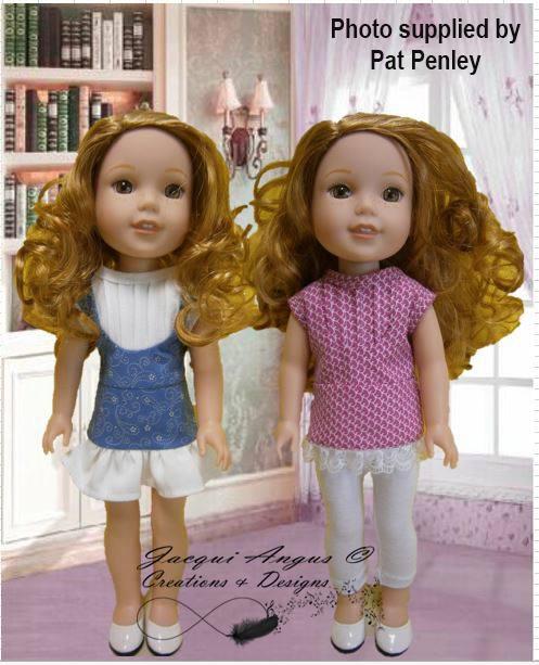 Jacqui Angus Creations & Designs WellieWishers Tea Time Blouse 14.5" Doll Clothes Pattern Pixie Faire