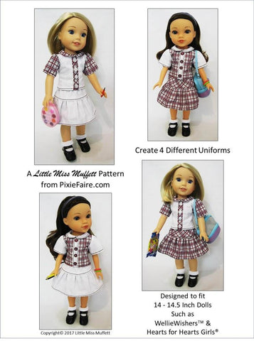 Little Miss Muffett WellieWishers Teacher's Pet 14-14.5" Doll Clothes Pattern Pixie Faire