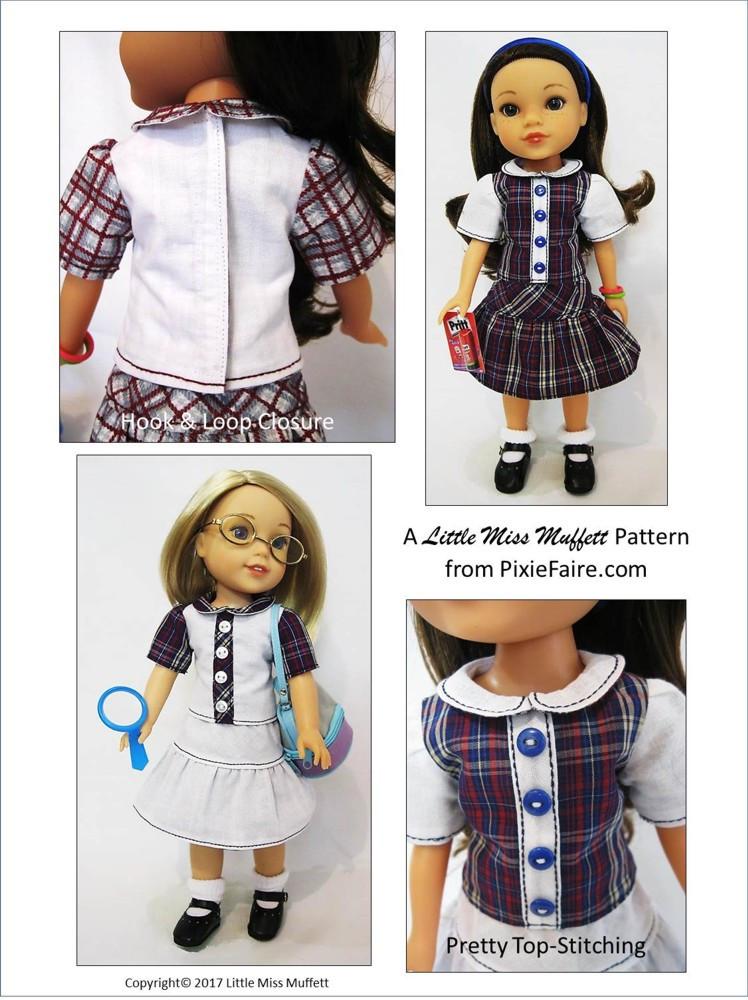 Little Miss Muffett WellieWishers Teacher's Pet 14-14.5" Doll Clothes Pattern Pixie Faire