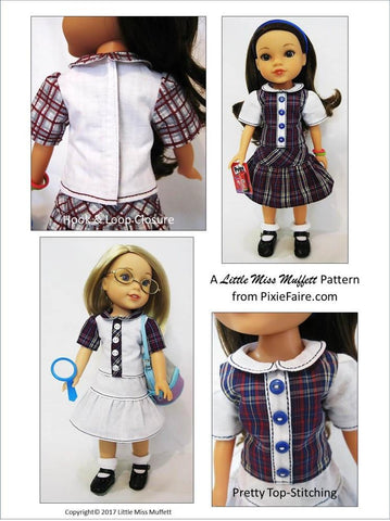 Little Miss Muffett WellieWishers Teacher's Pet 14-14.5" Doll Clothes Pattern Pixie Faire