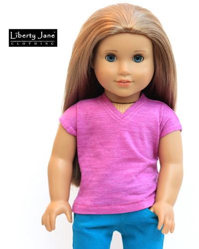Liberty Jane 18 Inch Modern V-Neck Tee 18" Doll Clothes Pattern Pixie Faire