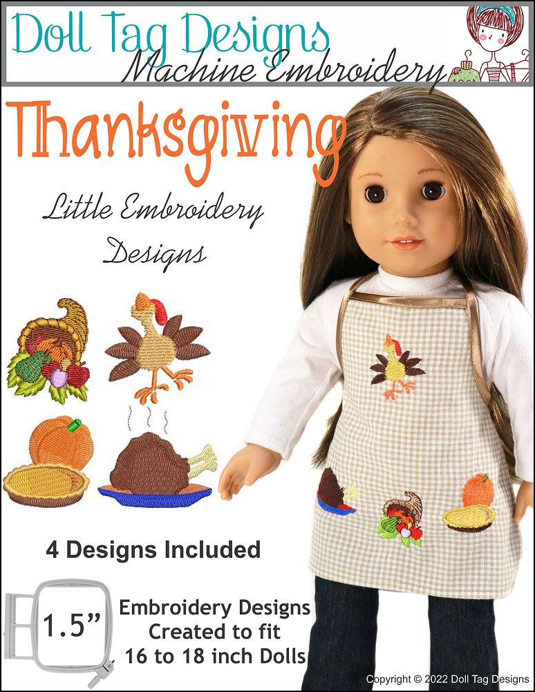 Doll Tag Designs Thanksgiving Little Machine Embroidery Designs For Dolls