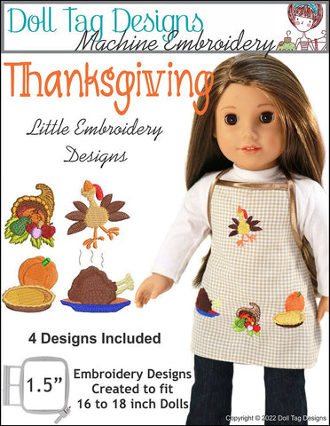 Doll Tag Clothing Machine Embroidery Design Thanksgiving Little Designs for Machine Embroidery Pixie Faire