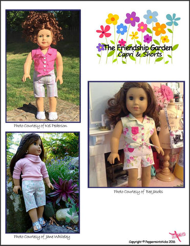 Peppermintsticks 18 Inch Modern The Friendship Garden Capri & Shorts 18" Doll Clothes Pixie Faire