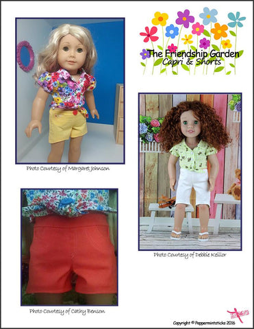 Peppermintsticks 18 Inch Modern The Friendship Garden Capri & Shorts 18" Doll Clothes Pixie Faire