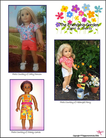 Peppermintsticks 18 Inch Modern The Friendship Garden Capri & Shorts 18" Doll Clothes Pixie Faire