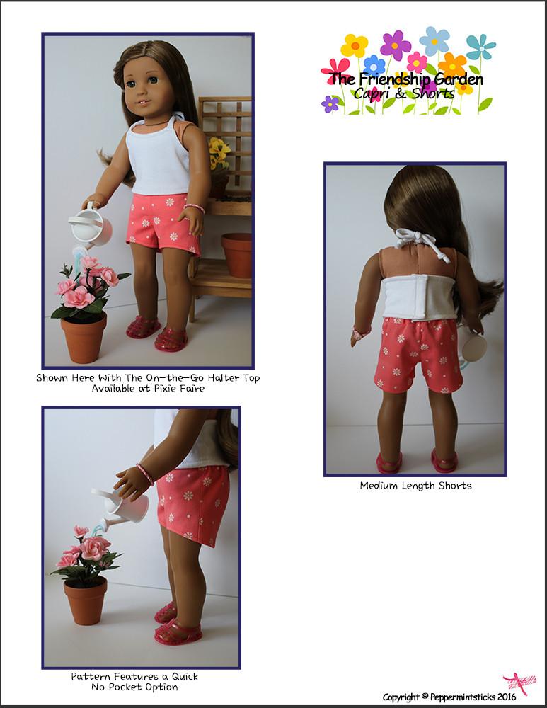 Peppermintsticks 18 Inch Modern The Friendship Garden Capri & Shorts 18" Doll Clothes Pixie Faire