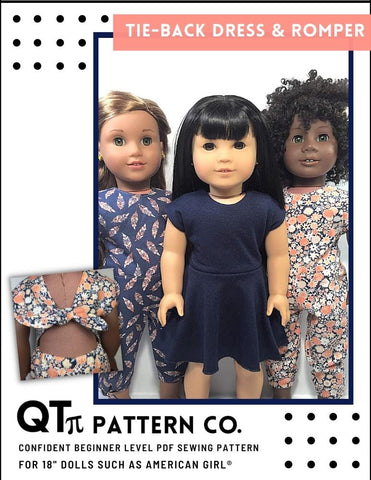 QTπ Doll Clothing 18 Inch Modern Tie Back Romper and Dress 18" Doll Clothes Pixie Faire