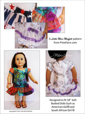 Little Miss Muffett 18 Inch Modern Time to Celebrate 18" Doll Clothes Pattern Pixie Faire