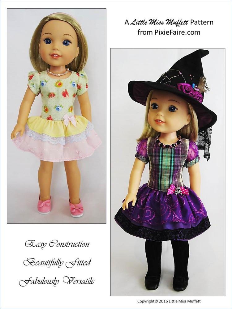 Little Miss Muffett WellieWishers Time to Celebrate 14.5" Doll Clothes Pattern Pixie Faire