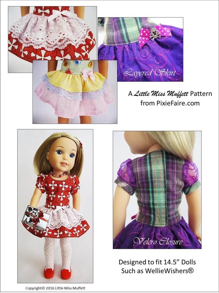 Little Miss Muffett WellieWishers Time to Celebrate 14.5" Doll Clothes Pattern Pixie Faire