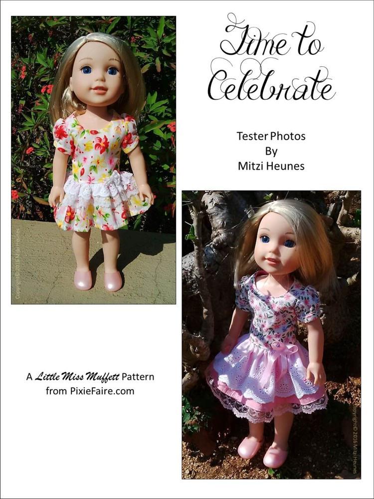 Little Miss Muffett WellieWishers Time to Celebrate 14.5" Doll Clothes Pattern Pixie Faire