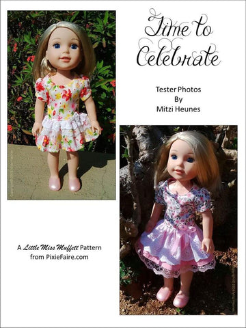 Little Miss Muffett WellieWishers Time to Celebrate 14.5" Doll Clothes Pattern Pixie Faire