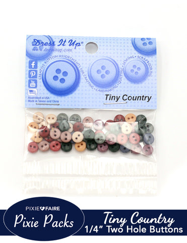 Pixie Faire Pixie Packs Dress It Up Tiny Country Buttons 1/4" or 6mm Pixie Faire