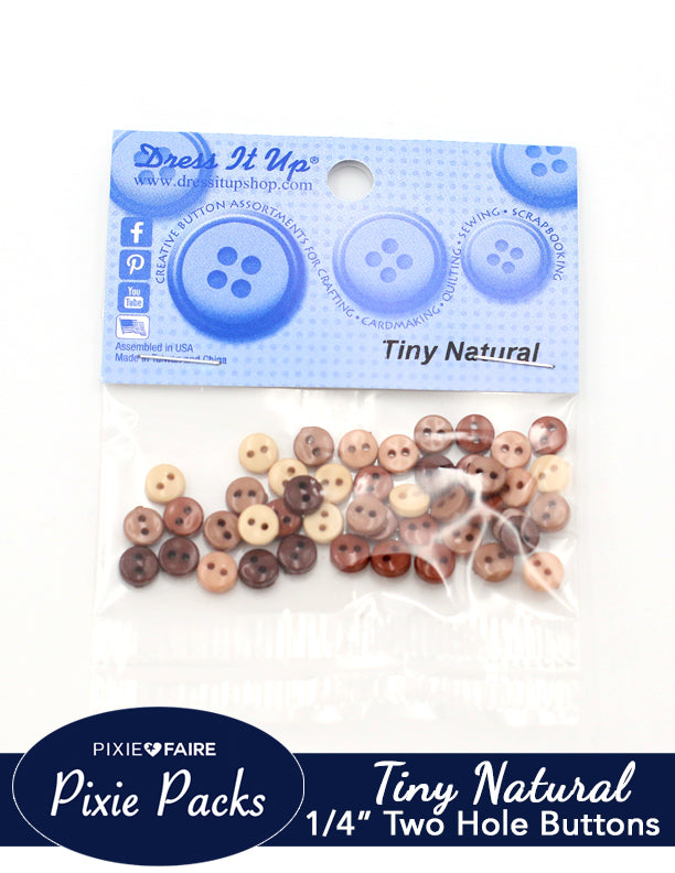 Pixie Faire Pixie Packs Dress It Up Tiny Natural Buttons 1/4" or 6mm Pixie Faire
