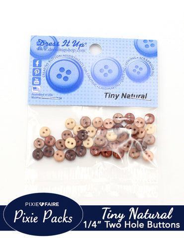 Pixie Faire Pixie Packs Dress It Up Tiny Natural Buttons 1/4" or 6mm Pixie Faire