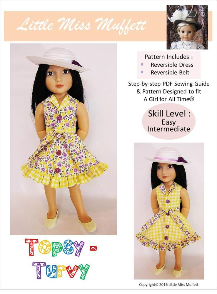 Little Miss Muffett A Girl For All Time Topsy Turvy Pattern for AGAT Dolls Pixie Faire