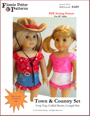 Flossie Potter 18 Inch Modern Town and Country Set 18" Doll Clothes Pattern Pixie Faire