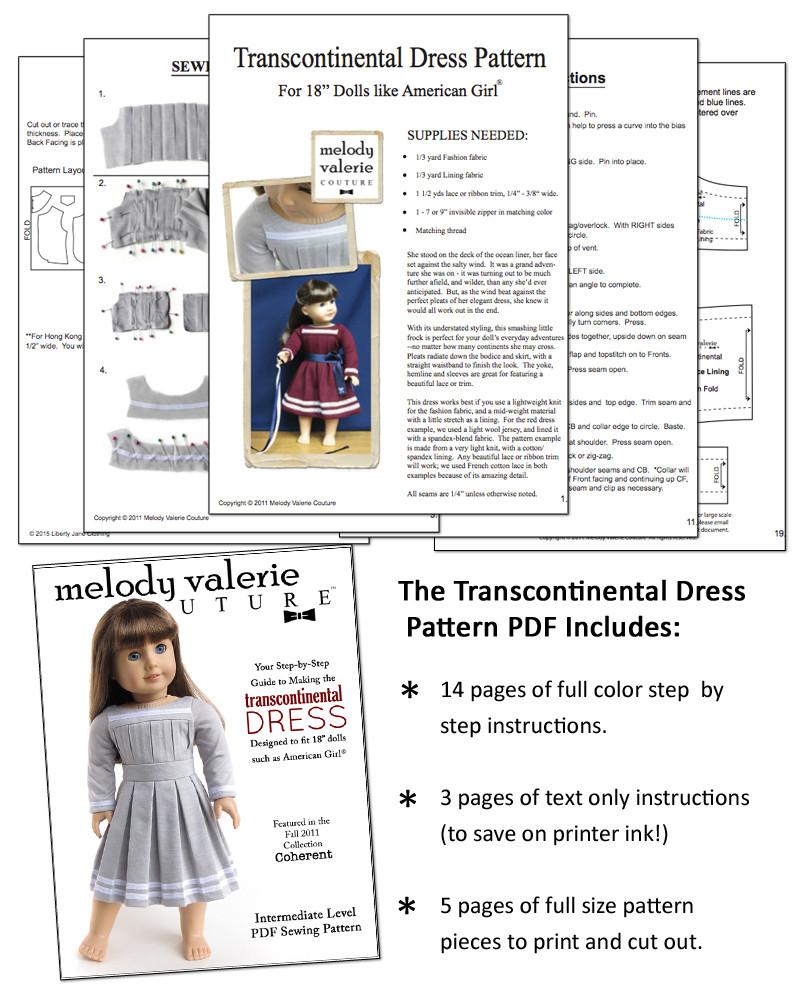 Melody Valerie Couture 18 Inch Modern Transcontinental Dress 18” Doll Clothes Pixie Faire