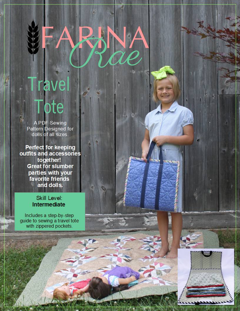 Farina Rae 18 Inch Modern Travel Tote 18" Doll Accessory Pattern Pixie Faire