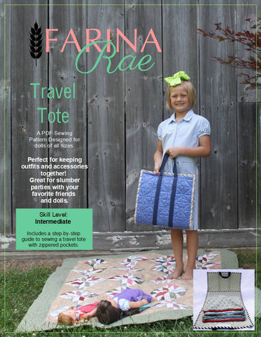 Farina Rae 18 Inch Modern Travel Tote 18" Doll Accessory Pattern Pixie Faire