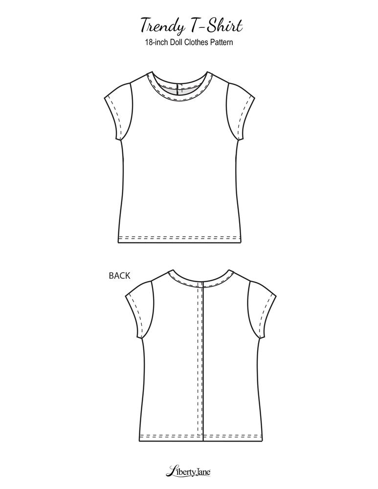 Liberty Jane 18 Inch Modern FREE T-Shirt 18" Doll Clothes Pattern Pixie Faire