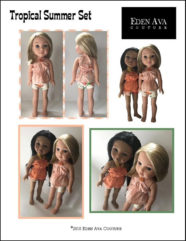 Eden Ava WellieWishers Tropical Summer Set 14.5" Doll Clothes Pattern Pixie Faire