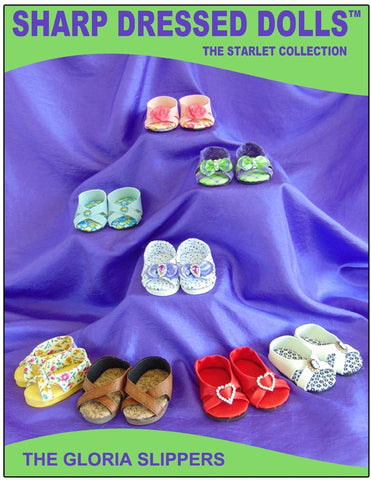 Sharp Dressed Dolls Shoes The Gloria Slippers 18" Doll Shoe Pattern Pixie Faire