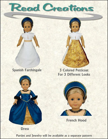 Read Creations 18 Inch Historical 3 Looks-In-One Tudor Ensemble 18" Doll Clothes Pattern Pixie Faire