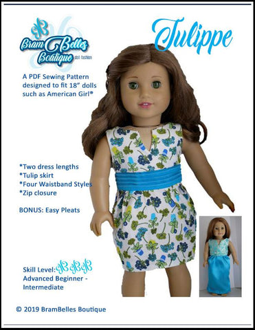Brambelles boutique 18 Inch Modern Tulippe Dress 18" Doll Clothes Pattern Pixie Faire