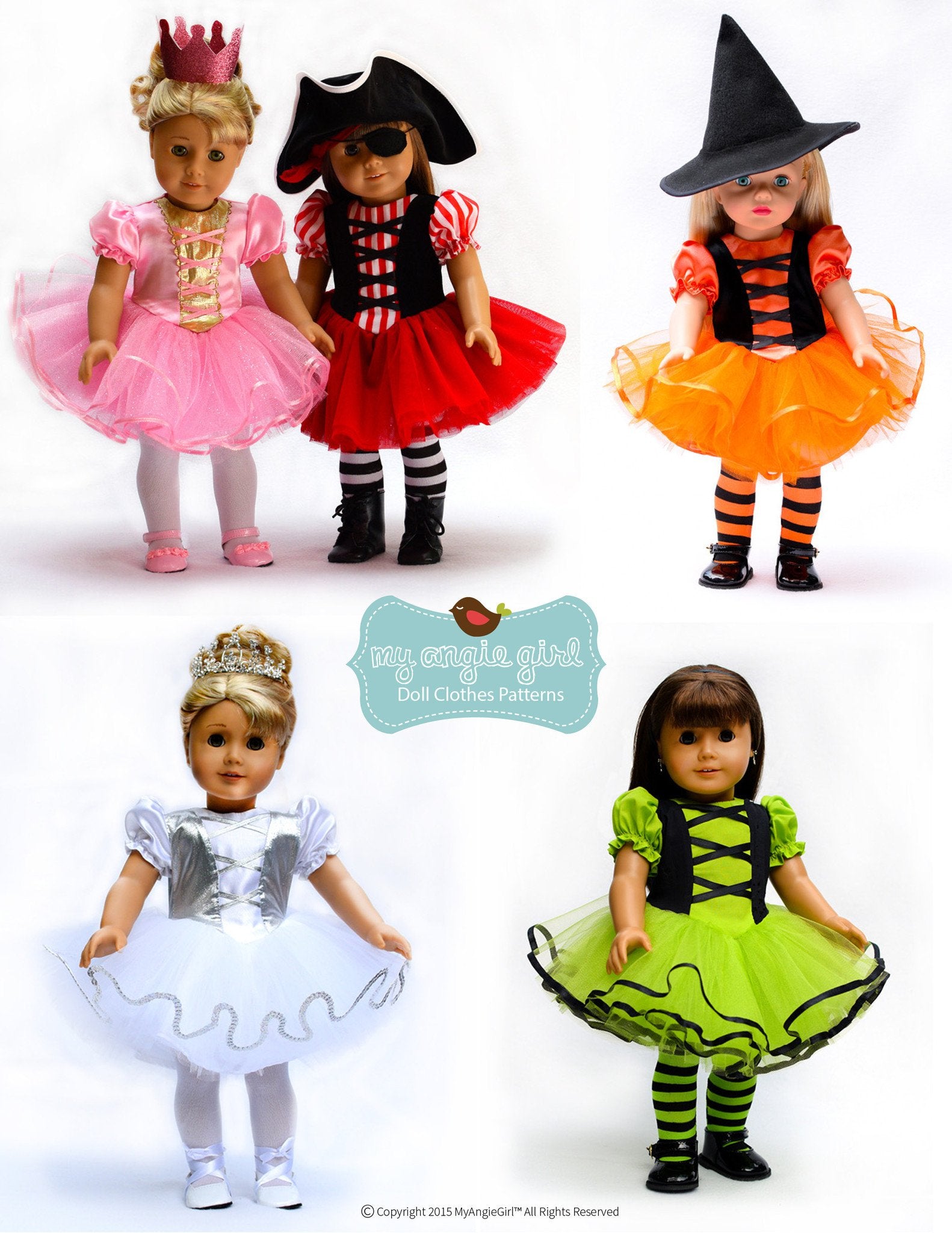 My Angie Girl Tutu Cute Story Book Dress-Up Costume Dress Doll Clothes Pattern 18 inch American Girl Dolls