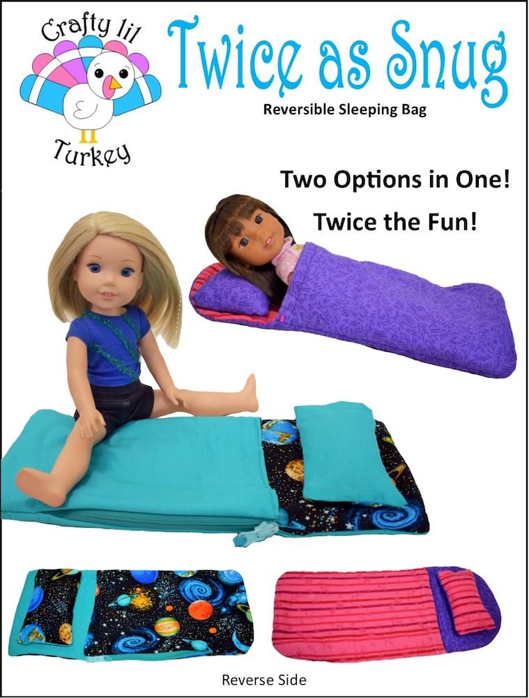 Crafty Lil Turkey WellieWishers Twice As Snug Reversible Sleeping Bag 14-15" Doll Accessory Pattern Pixie Faire