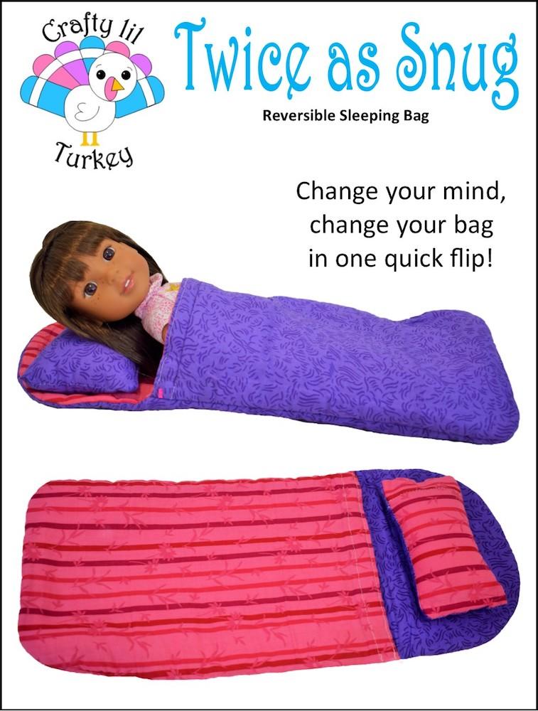 Crafty Lil Turkey WellieWishers Twice As Snug Reversible Sleeping Bag 14-15" Doll Accessory Pattern Pixie Faire