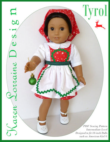 Karen Lorraine Design 18 Inch Historical Tyrol 18" Doll Clothes Pattern Pixie Faire