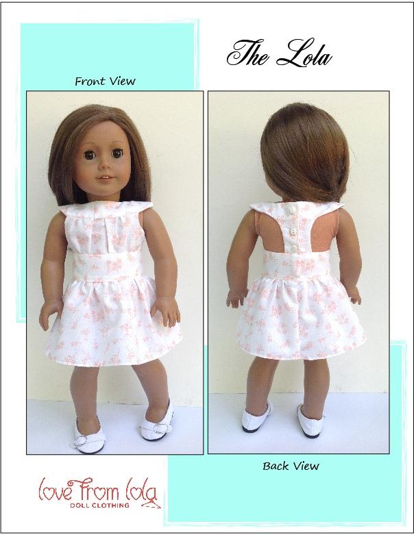 Love From Lola 18 Inch Modern The Lola Dress and Romper 18" Doll Clothes Pattern Pixie Faire