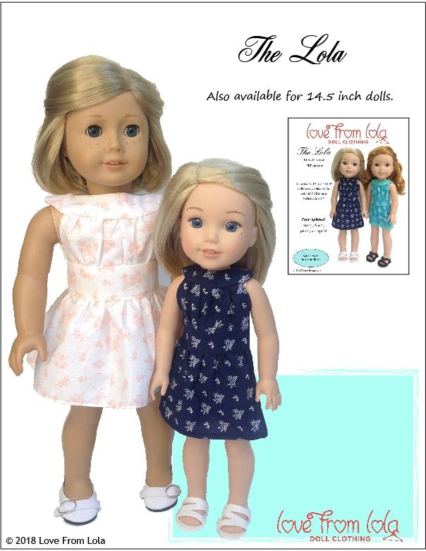 Love From Lola 18 Inch Modern The Lola Dress and Romper 18" Doll Clothes Pattern Pixie Faire