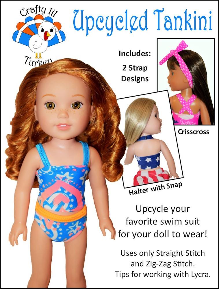 Crafty Lil Turkey WellieWishers Upcycled Tankini 14.5" Doll Clothes Pattern Pixie Faire