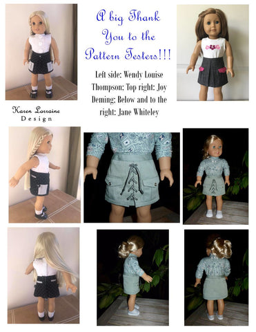 Karen Lorraine Design 18 Inch Modern Utility Skirt 18" Doll Clothes Pattern Pixie Faire